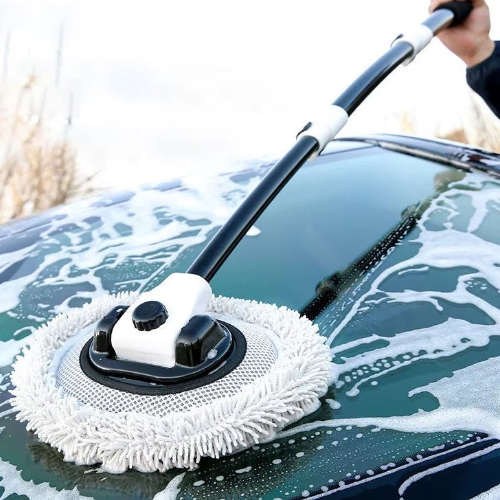 15 Degree Bend Car Cleaning Brush Car Wash Brush Telescoping Long Handle Cleaning Mop Chenille Broom for Car Wash Care