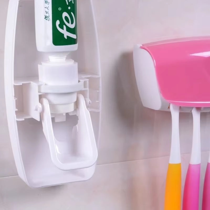 Bathroom Accessories Automatic Toothpaste Dispenser Dust-Proof Toothbrush Holder Wall Mount Stand Toothpaste Squeezers Tooth