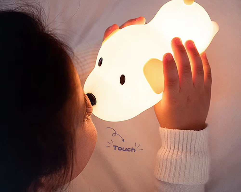 Puppy Lamp Silicone Dog LED Night Lights Touch Sensor Colors USB Rechargeable Bedside Mood Light for Children Baby Toy Gift