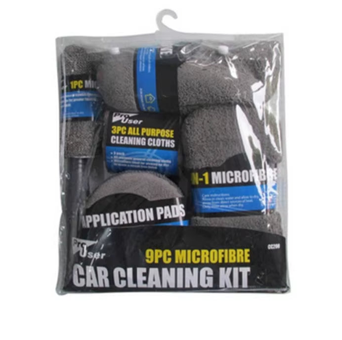 9Pcs Car Wash Cleaning Kits Microfiber Towels Blush Sponge Wash Glove Polish Care Applicator Pads Auto Detailing Washing Tools