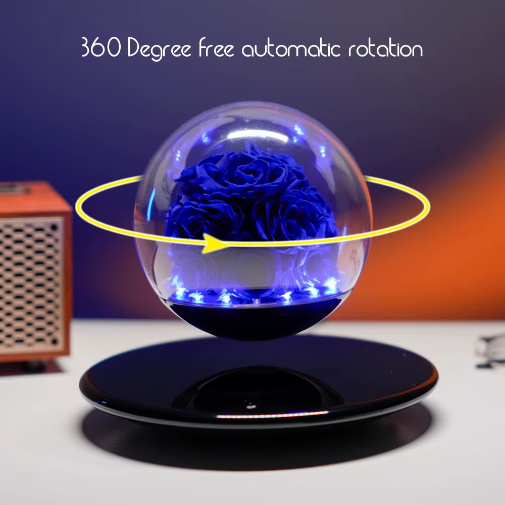 Room Decoration Couples Valentine Gift Magnetic Levitation Floating LED Night Light Forever Eternal Preserved Rose for Birthday