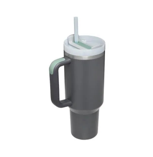 Trinkbecher 1,2L Leopard-Muster Edelstahl Strohhalm Tragbar Auto Wasserflasche