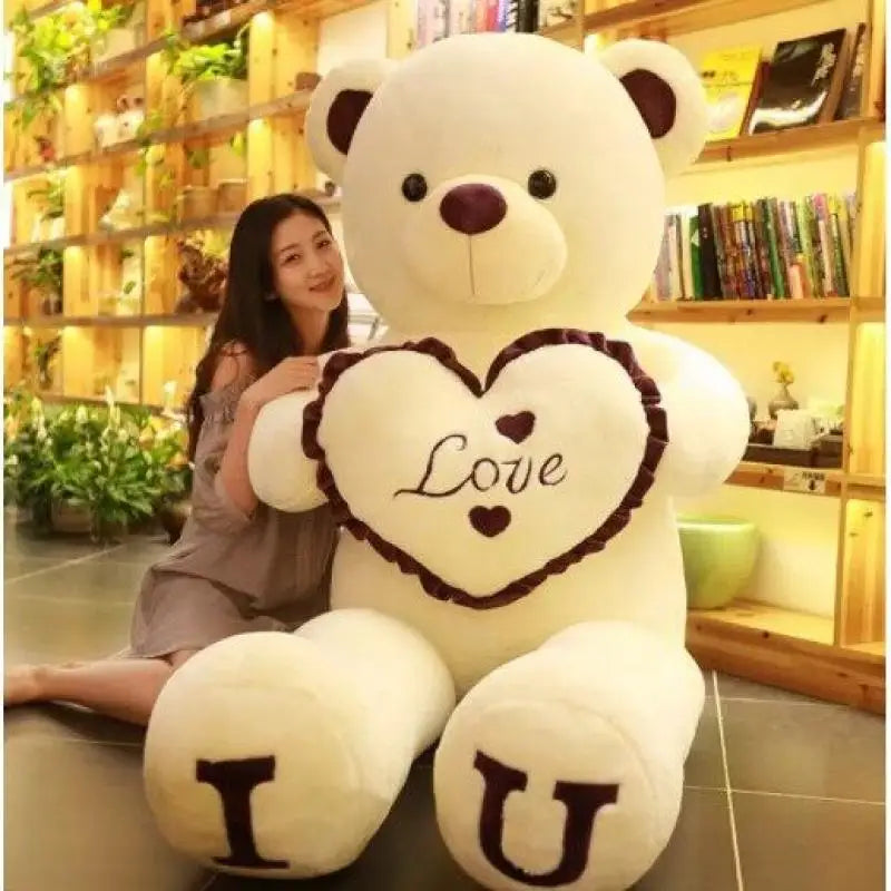 Teddybär I LOVE YOU 80/100cm Plüsch Herz Weich Kissen Geschenk Valentinstag