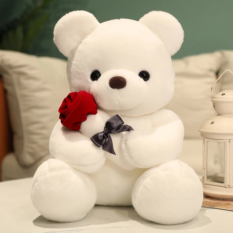 Teddybär mit Rosen Kawaii Plüsch Weich Romantisches Geschenk Valentinstag