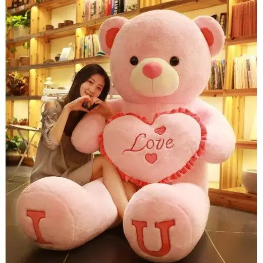 Teddybär I LOVE YOU 80/100cm Plüsch Herz Weich Kissen Geschenk Valentinstag