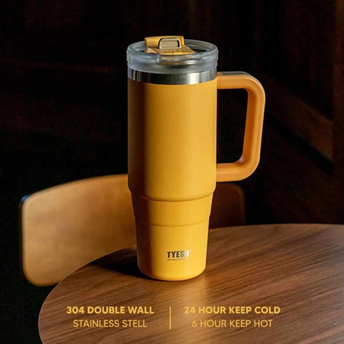 Thermobecher 0,9-1,2L Griff Strohhalm Edelstahl Vakuum Isoliert Auto Kaffee