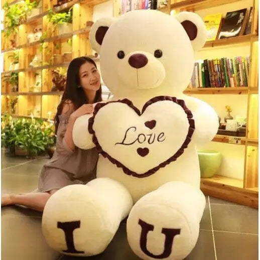 Teddybär I LOVE YOU 80/100cm Plüsch Herz Weich Kissen Geschenk Valentinstag