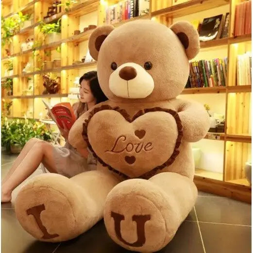 Teddybär I LOVE YOU 80/100cm Plüsch Herz Weich Kissen Geschenk Valentinstag