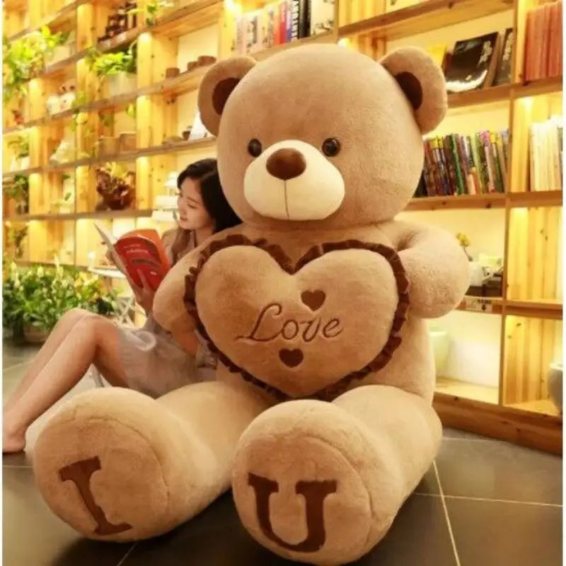 Teddybär I LOVE YOU 80/100cm Plüsch Herz Weich Kissen Geschenk Valentinstag