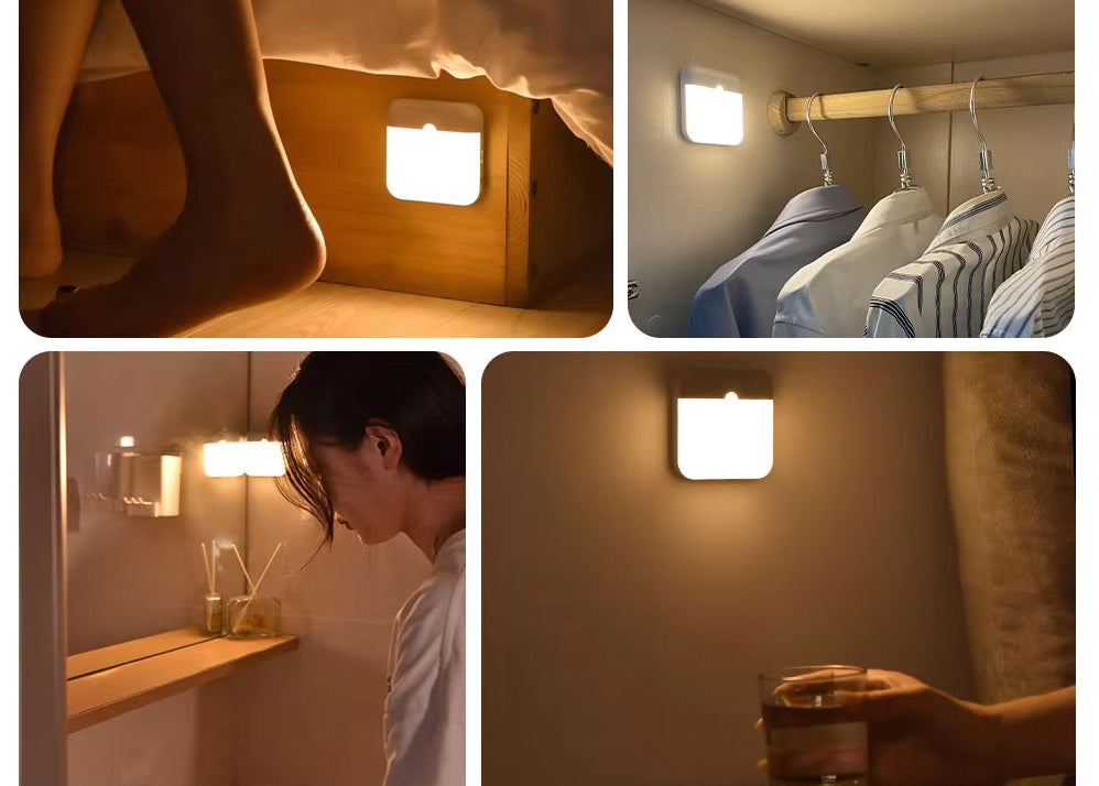 LED Motion Sensor Light Wireless LED Night Light Type C Rechargeable Night Light Cabinet Wardrobe Lamp Staircase for Kitchen LED