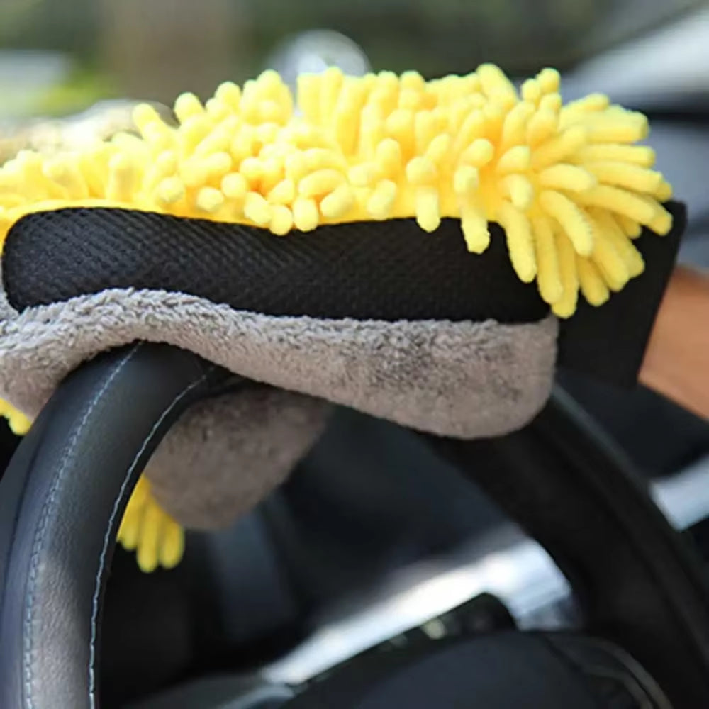 Car Wash Glove Coral Mitt Soft Anti-Scratch for Car Wash Multifunction Thick Cleaning Glove Car Wax Detailing Brush