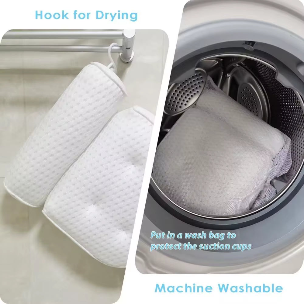 Bath Tub Pillow Headrest with Soft 4D Mesh Fabric and Non-Slip Suction Cups, Relaxing Bath Accessories Spa Gifts