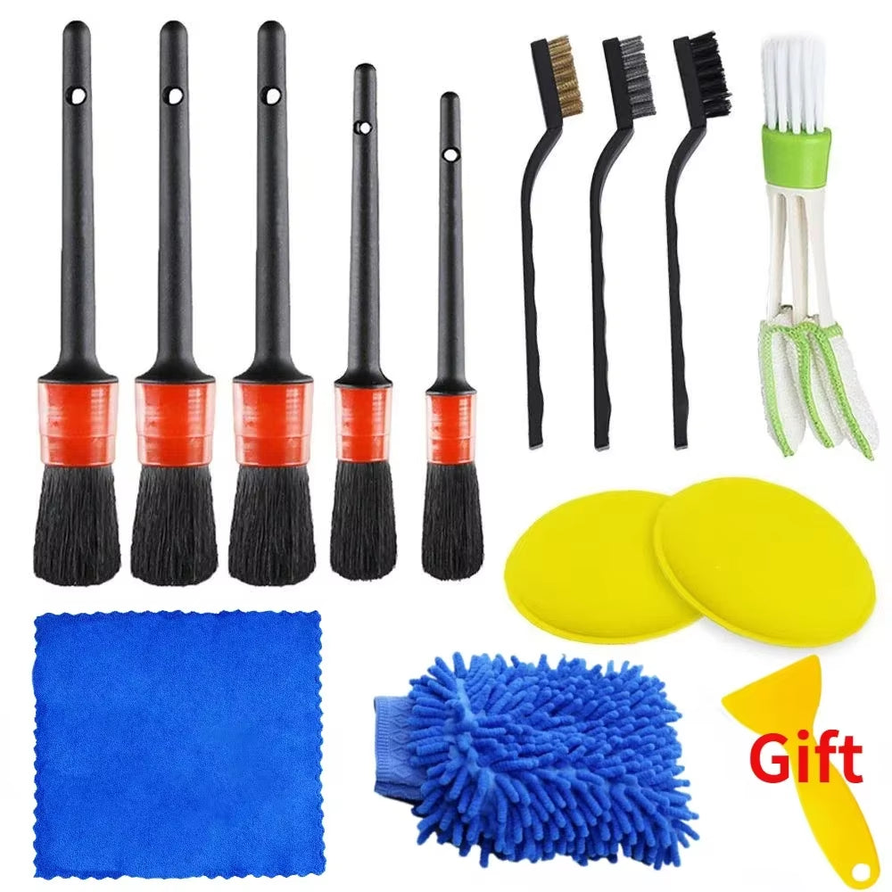 PWS New Car Cleaning Kit Scrubber Drill Detailing Brush Set Air Conditioner Vents Towel Polisher Car Auto Detailing Tools