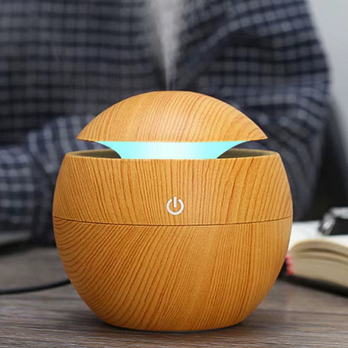 130ML Air Humidifier Ultrasonic USB Aroma Diffuser Wood Grain LED Night Light Electric Essential Oil Diffuser Aromatherapy Home