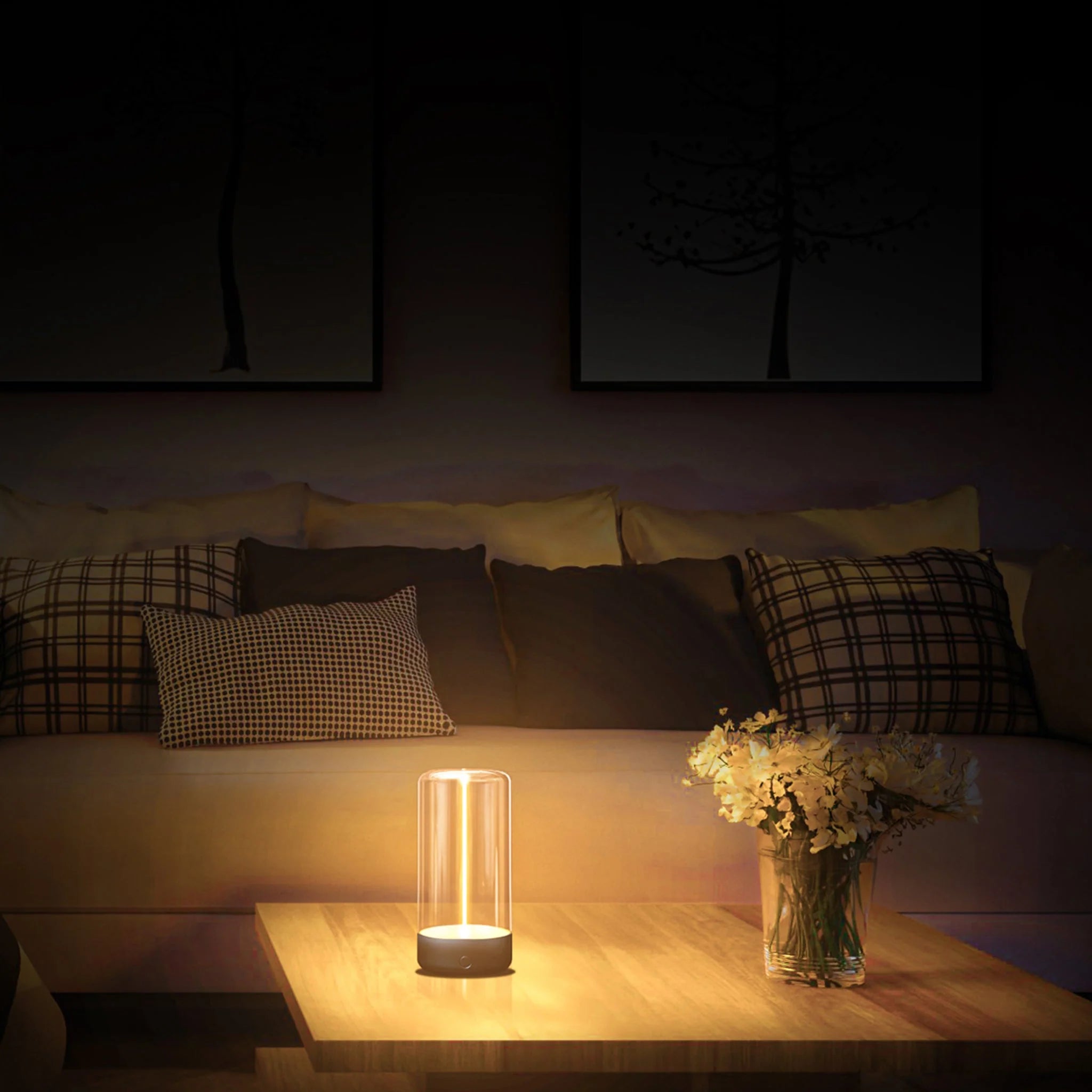 Night Lights 5.70 in Modern Bedside Table Lamp 3-Level Dimming Battery Operated Night Light